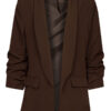 Blazer Gesmokte Mouw Donkerbruin
