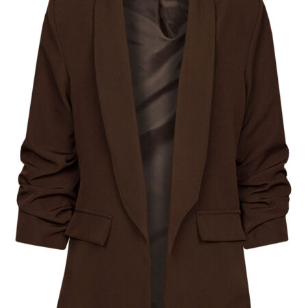 Blazer Gesmokte Mouw Donkerbruin