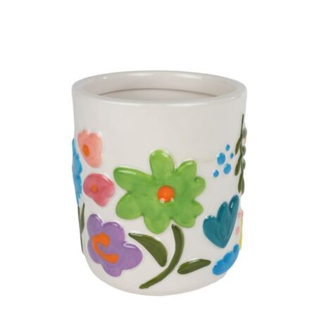 Bloempot Fleur wit/multicolor aardewerk