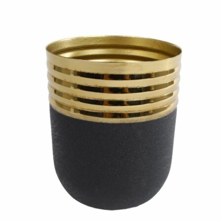 Bloempot "Luuk" S goud/zwart metaal p10