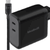 BlueBuilt 100W GaN Oplader met 2 Usb C Poorten Zwart + BlueBuilt Usb C Kabel 240W 2m Nylon