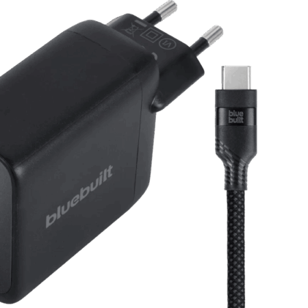 BlueBuilt 100W GaN Usb C Oplader Zwart + Usb C Kabel 240W 2m Nylon Zwart
