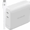 BlueBuilt 140W GaN Oplader met 2 Usb C Poorten Wit + BlueBuilt Usb C Kabel 240W 2m Nylon