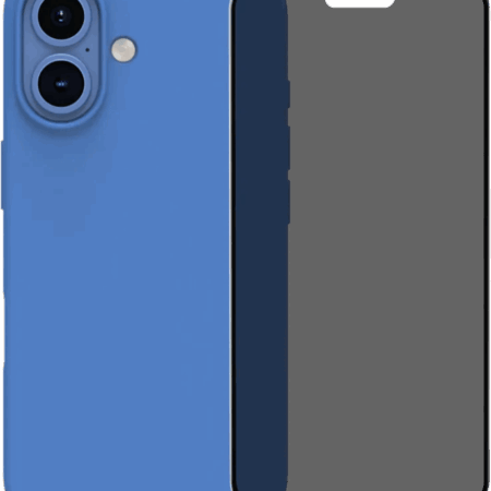 BlueBuilt Back Cover iPhone 16 Blauw + Privacy Filter Screenprotector Glas