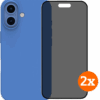 BlueBuilt Back Cover iPhone 16 Blauw + Privacy Filter Screenprotector Glas Duo Pack