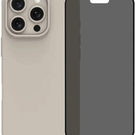 BlueBuilt Back Cover iPhone 16 Pro Beige + Privacy Filter Screenprotector Glas