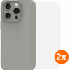 BlueBuilt Back Cover iPhone 16 Pro Grijs + Screenprotector Glas Duo Pack