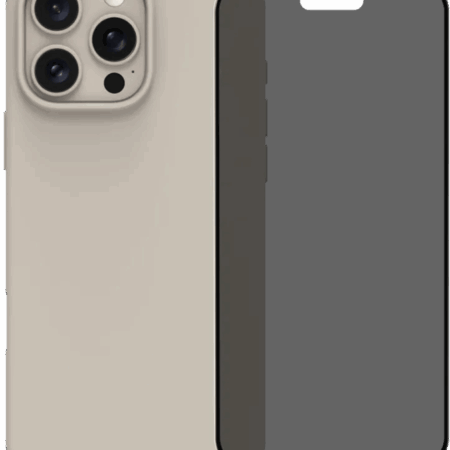 BlueBuilt Back Cover iPhone 16 Pro Max Beige + Privacy Filter Screenprotector Glas