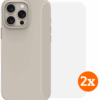 BlueBuilt Back Cover iPhone 16 Pro Max Beige + Screenprotector Glas Duo Pack