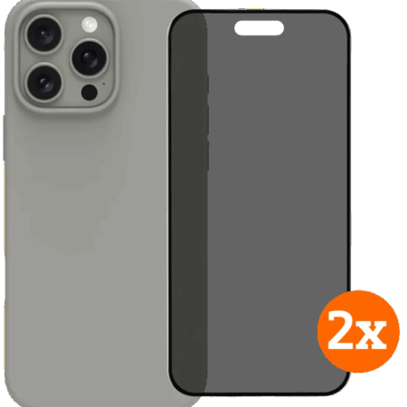 BlueBuilt Back Cover iPhone 16 Pro Max Grijs + Privacy Filter Screenprotector Duo Pack
