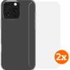 BlueBuilt Back Cover iPhone 16 Pro Max Transparant + Screenprotector Glas Duo Pack