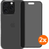 BlueBuilt Back Cover iPhone 16 Pro Transparant + Privacy Screenprotector Glas Duo Pack