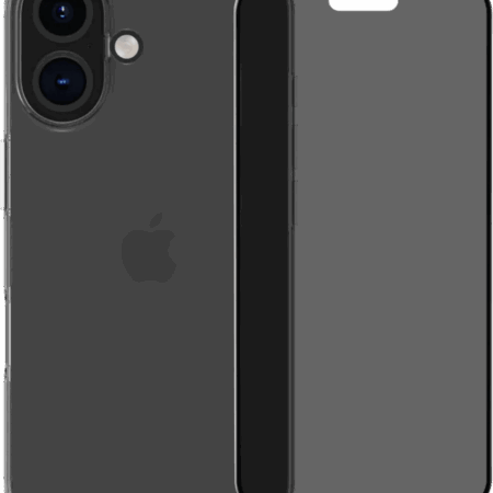 BlueBuilt Back Cover iPhone 16 Transparant + Privacy Filter Screenprotector Glas