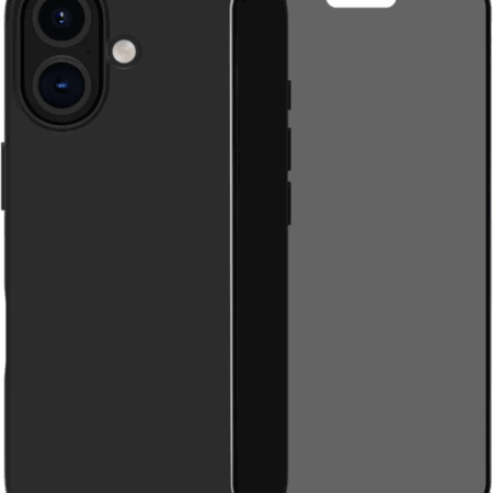 BlueBuilt Back Cover iPhone 16 Zwart + Privacy Filter Screenprotector Glas