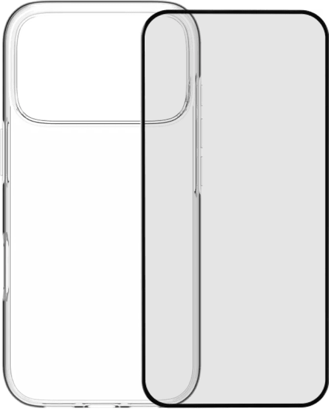 BlueBuilt Back Cover iPhone 17 Pro Transparant + BlueBuilt iPhone 17 Pro Screenprotector Glas