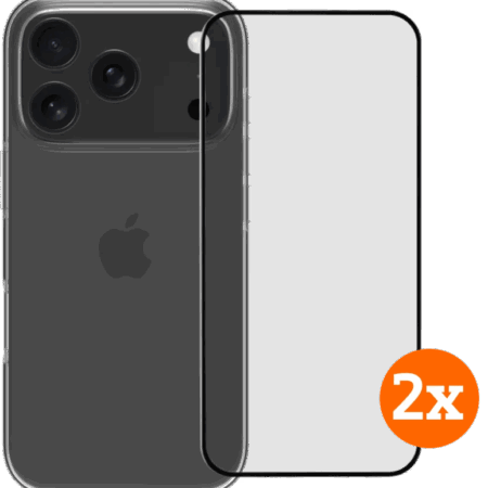 BlueBuilt Back Cover iPhone 17 Pro Transparant + Screenprotector Glas Duo Pack