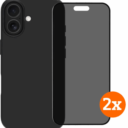 BlueBuilt Back Cover iPhone 17 Zwart + Privacy Filter Screenprotector Duo Pack