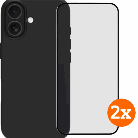 BlueBuilt Back Cover iPhone 17 Zwart + Screenprotector Glas Duo Pack