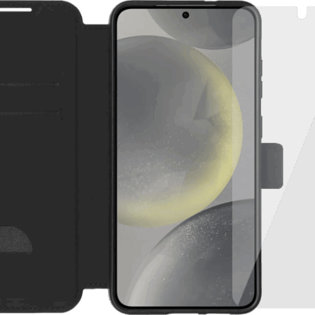 BlueBuilt Galaxy S25 Plus Book Case Zwart + Screenprotector Glas Duo Pack