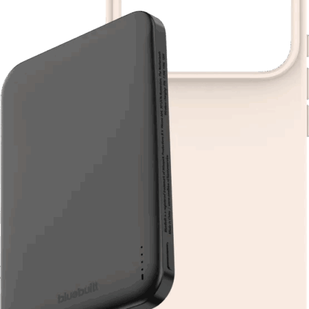 BlueBuilt MagSafe Hoesje iPhone 18 Pro Beige + Powerbank 5.000 mAh Grijs