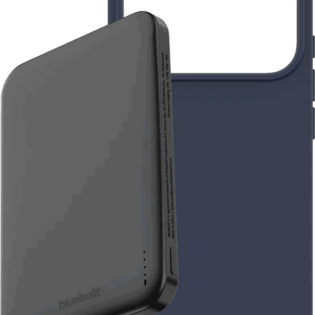 BlueBuilt MagSafe Hoesje iPhone 18 Pro Blauw + Powerbank 5.000 mAh Grijs