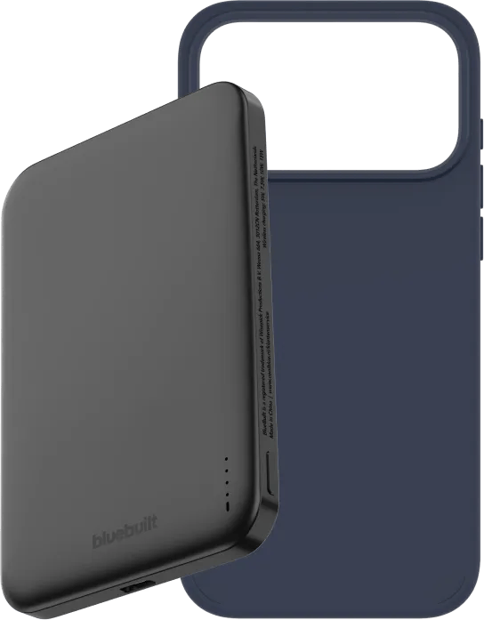 BlueBuilt MagSafe Hoesje iPhone 18 Pro Max Blauw + Powerbank 5.000 mAh Grijs