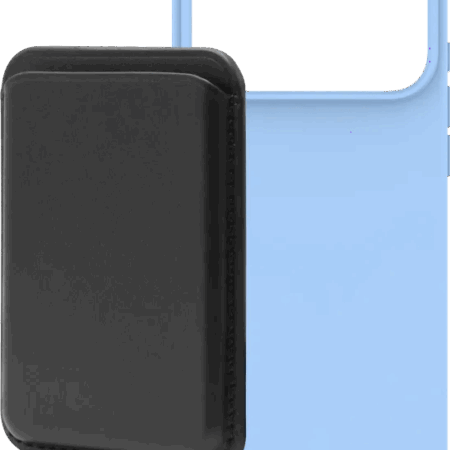 BlueBuilt MagSafe Hoesje iPhone 18 Pro Max Lichtblauw + Kaarthouder Leer Zwart