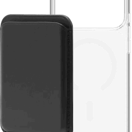 BlueBuilt MagSafe Hoesje iPhone 18 Pro Max Transparant + Kaarthouder Leer Zwart