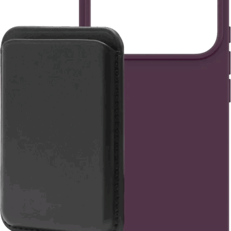 BlueBuilt MagSafe Hoesje iPhone 18 Pro Rood + Kaarthouder Leer Zwart