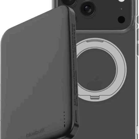 BlueBuilt MagSafe Hoesje met Standaard iPhone 18 Pro Max Transparant + Powerbank 5.000 mAh Grijs