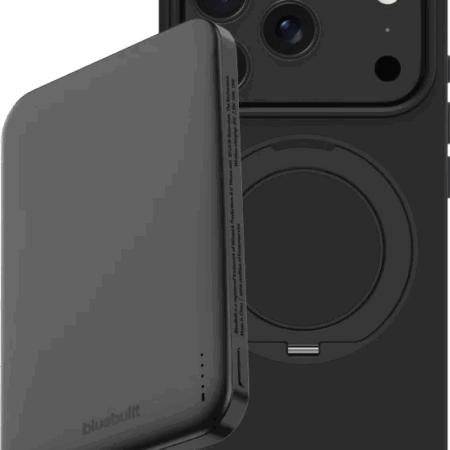 BlueBuilt MagSafe Hoesje met Standaard iPhone 18 Pro Zwart + Powerbank 5.000 mAh Grijs