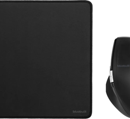 BlueBuilt Maximus Draadloze Ergonomische Bluetooth Muis + BlueBuilt Muismat M 20 x 24 cm
