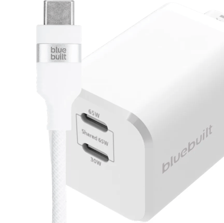 BlueBuilt Power Delivery Oplader met 2 Usb C Poorten 65W + Usb C Kabel 1