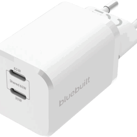 BlueBuilt Power Delivery Oplader met 2 Usb C Poorten 65W Wit