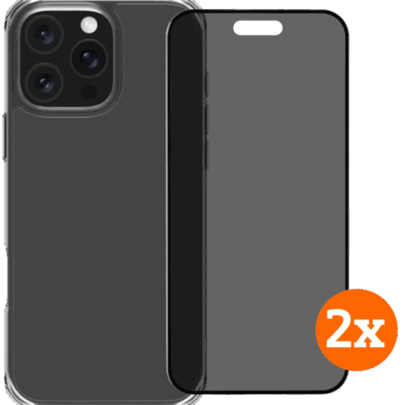 BlueBuilt Protective Back Cover iPhone 16 Pro Max + Privacy Screenprotector Duo Pack