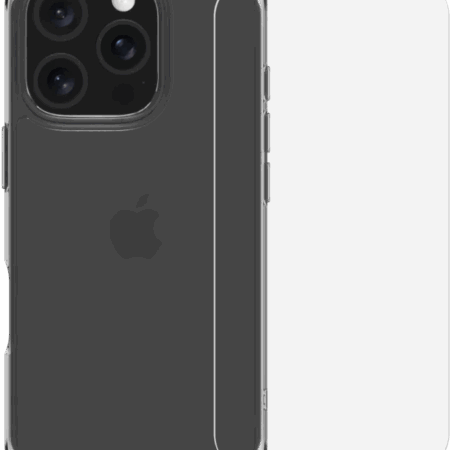 BlueBuilt Protective Back Cover iPhone 16 Pro Transparant + Screenprotector Glas