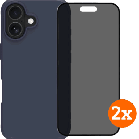 BlueBuilt Protective Back Cover iPhone 17 Blauw + Privacy Filter Screenprotector Duo Pack