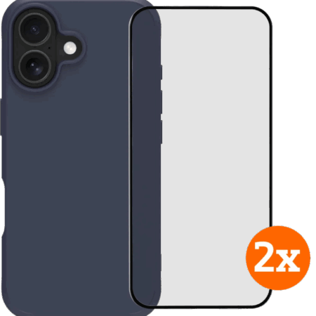 BlueBuilt Protective Back Cover iPhone 17 Blauw + Screenprotector Glas Duo Pack