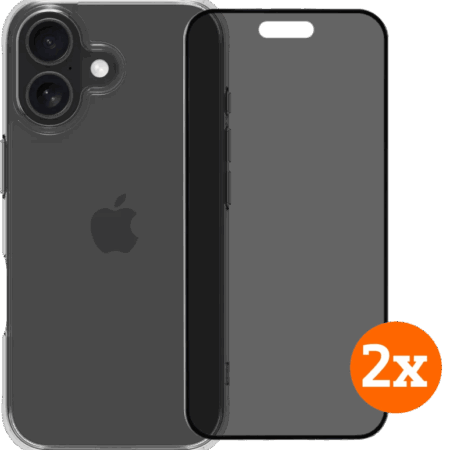 BlueBuilt Protective Back Cover iPhone 17 Transparant + Privacy Screenprotector Duo Pack