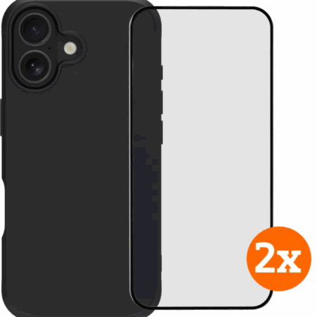 BlueBuilt Protective Back Cover iPhone 17 Zwart + Screenprotector Glas Duo Pack