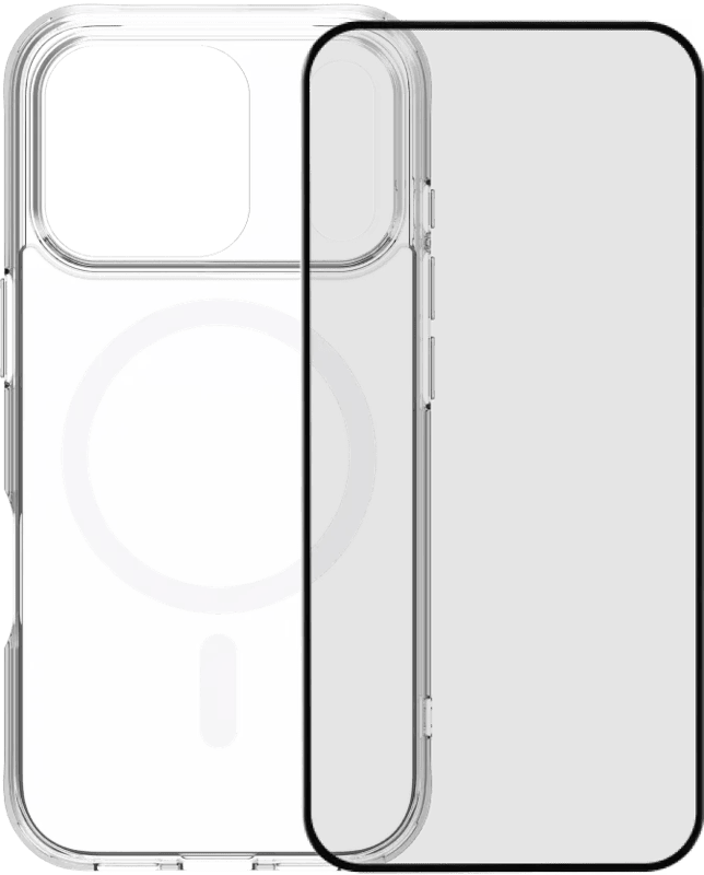 BlueBuilt Protective Back Cover met MagSafe iPhone 17 Pro Transparant + iPhone 17 Pro Screenprotector Glas