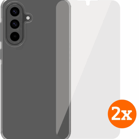 BlueBuilt Samsung Galaxy A56 Back Cover Transparant + Screenprotector Glas Duo Pack