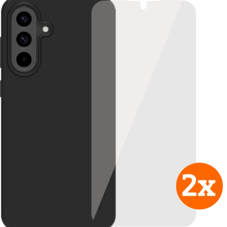BlueBuilt Samsung Galaxy A56 Back Cover Zwart + Screenprotector Glas Duo Pack