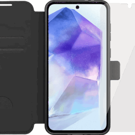BlueBuilt Samsung Galaxy A56 Book Case Zwart + Screenprotector Glas Duo Pack