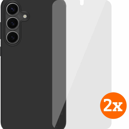 BlueBuilt Samsung Galaxy S25 Plus Back Cover Zwart + Screenprotector Glas Duo Pack