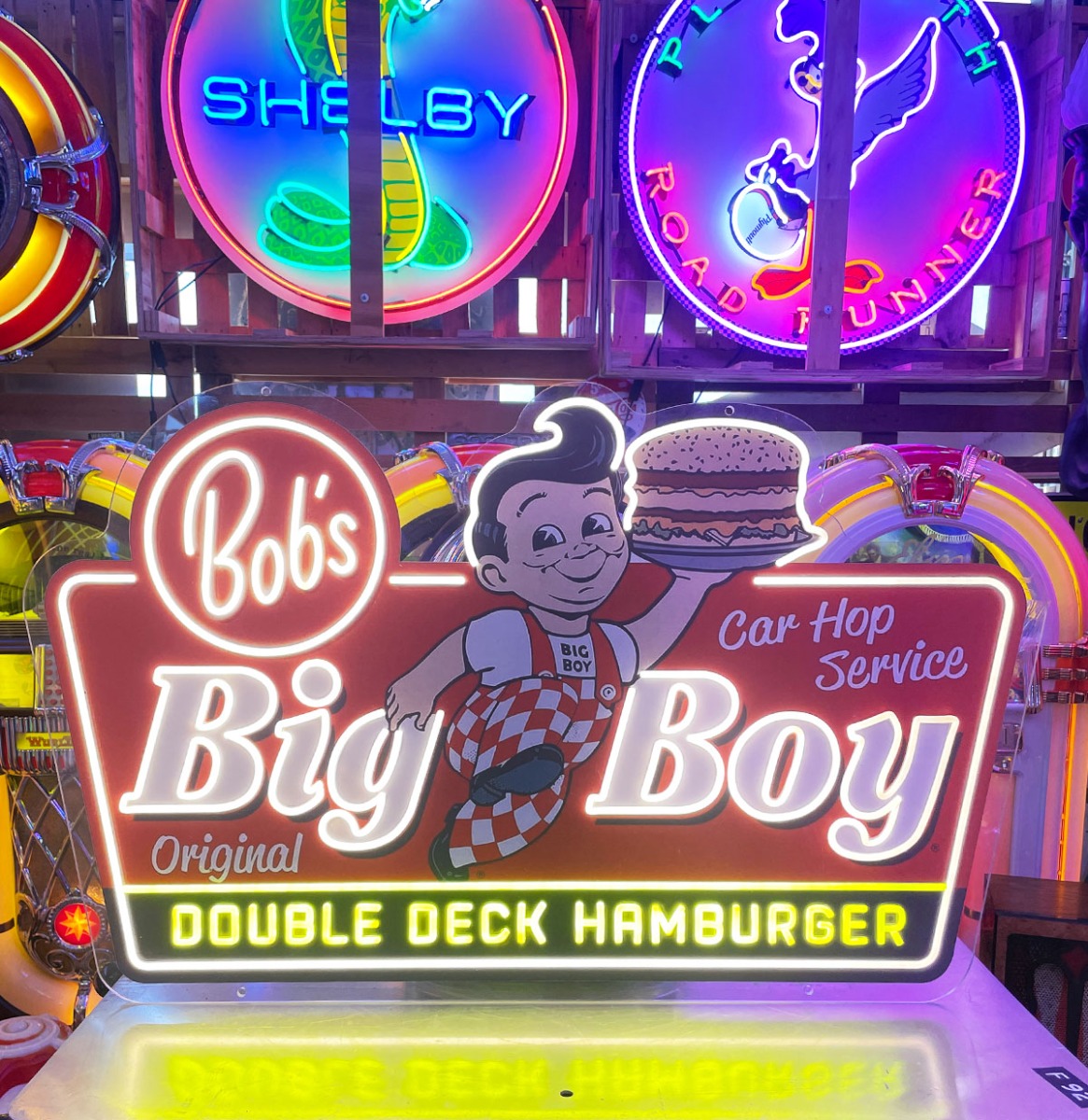 Bob's Big Boy LED Wanddecoratie - Verlicht Plexiglas Bord 100 x 62 cm | Big Boy
