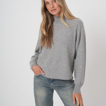 Boiled cashmere pullover met opstaande kraag