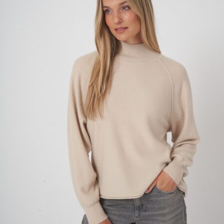 Boiled cashmere pullover met opstaande kraag