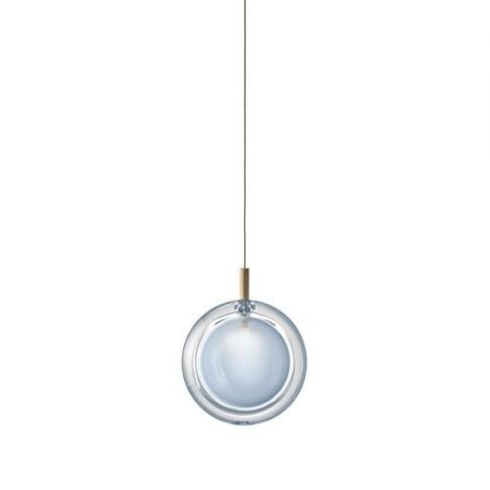 Lens Single Hanglamp - Blauw glas - Geborsteld goud