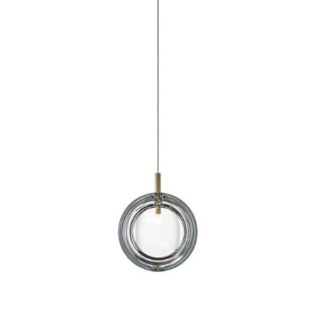 Lens Single Hanglamp - Helder glas - Geborsteld goud